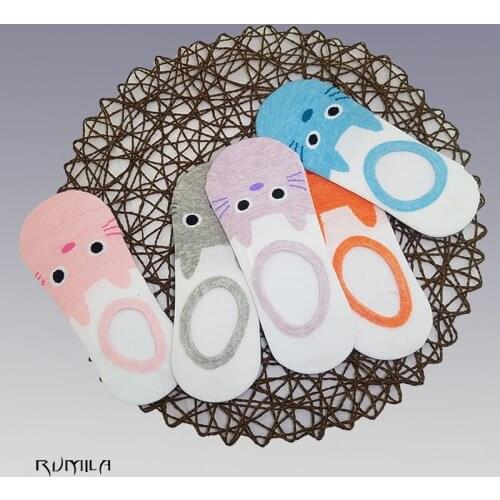 CAT Warm comfortable cotton bamboo fiber girl womens socks ankle low female invisible color girl boy hosier 6pair=12pcs WS95