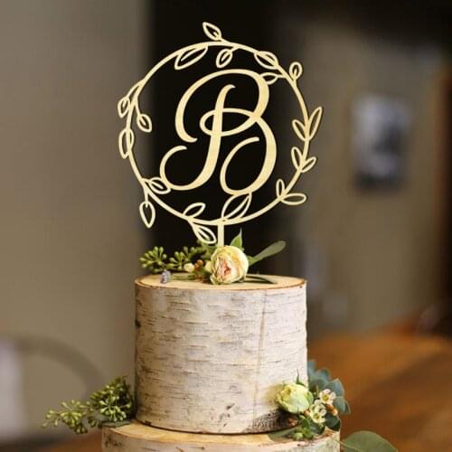 Letter Monogram Cake Topper, Cake Topper Wedding Rustic Cake Topper Single Letter B, Wedding Cake Toppers Gold