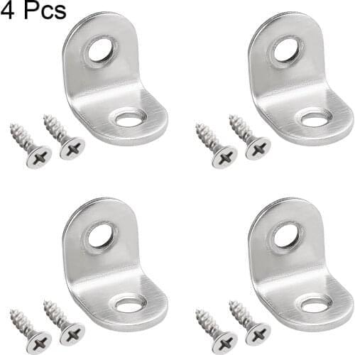 Uxcell Corner Brace Angle Bracket Fastener L Shape 20mmx20mmx16mm Stainless Steel for Fasten Desks, Chairs, Beds 4pcs