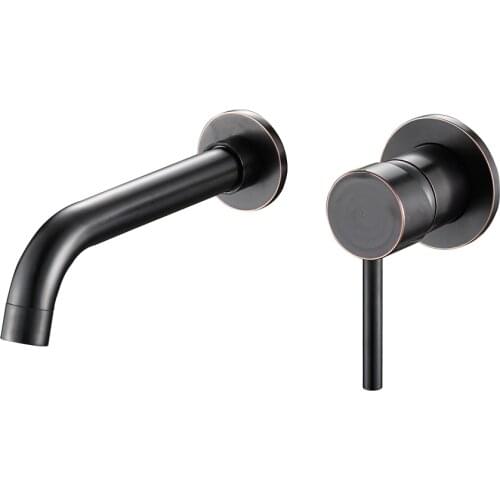 Vidric Gold/ Matte Black Oil Brushed/Chrome Brass Wall Mounted Basin Faucet Single Handle Mixer Tap Hot & Cold In-wall Basin mix