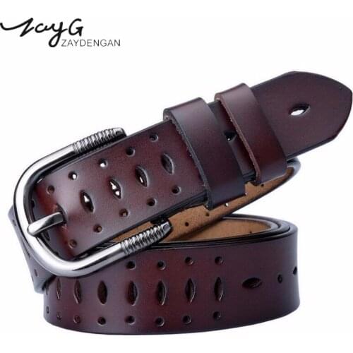 ZAYG New Luxury Fashion Belts for Women Designer Female Genuine Leather Belt Women Leather High Quality Wide Belt Jeans Ceinture