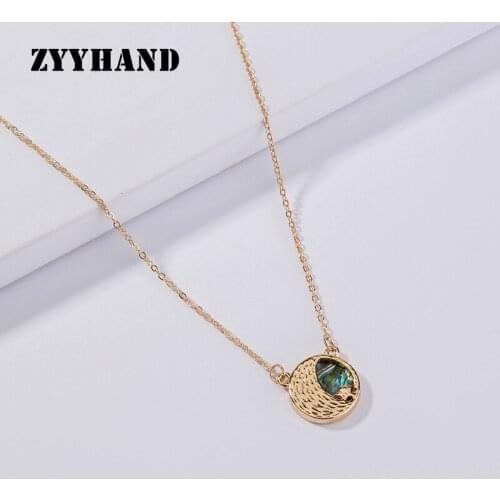 Golden Color Moon Star Abalone Shell Necklace Cross Chain Women Luxury Party Wedding Pendant Gilr Engagment Jewelry
