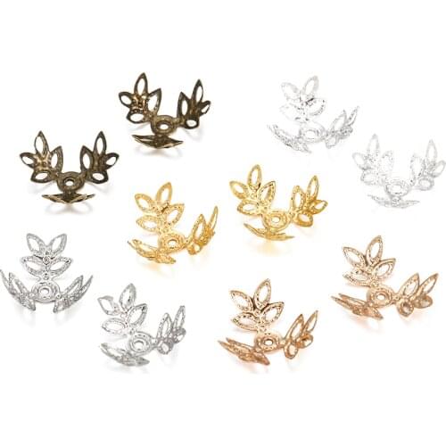 100pcs/lot Metal Flower Cone End Hollow Filigree Bead Caps For DIY Earrings Bracelet Jewelry Making Findings Supplies Accessorie