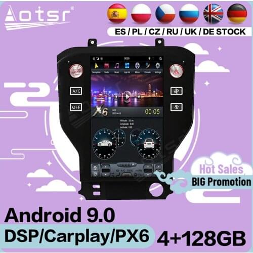 128G Tesla Screen Multimedia Stereo Android 9 Player For Ford Mustang 2015 2016 2018 2018 2019 2020 GPS Navi Receiver Head Unit
