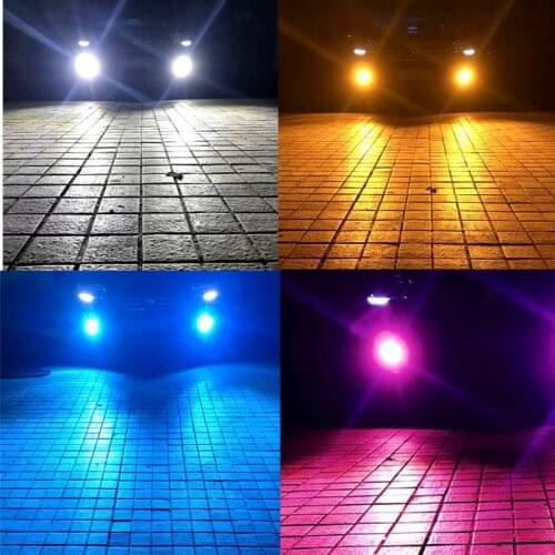 2pcs Car Front Fog Light Bulbs H11 H3 H7 H8 H11 9005 HB3 9006 HB4 880/881 H27 Dual Color Day Lights with Turn Signal LED 12V