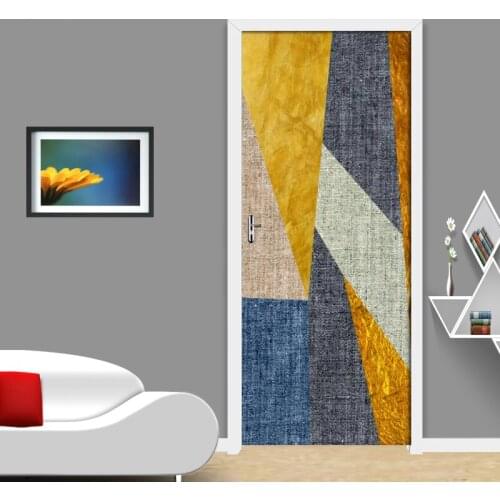 2Pcs/Set Nordic Abstract Gold Mosaic 3D Wall Door Sticker Self-adhesive Waterproof Wallpaper Decals Home Decor Door Wall Sticker