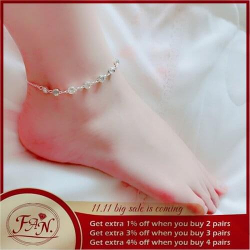 2021 New INS Trend Summer Shining Simple Golden & Silver Color Cystal Rhinestone Single Layer Fashion Foot Anklet for Girl Women
