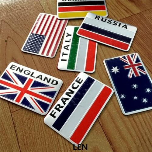 3D Aluminum car Flag sticker accessories For Russia Germany France Italy Australia US car styling