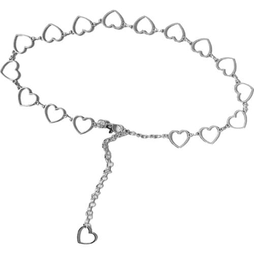 41 Inch Women Retro Circle Heart Shaped Metal Waist Belt Classic Jewelry Tassel Adjustable Body Belly Chain Accessories