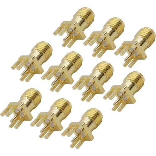 5/10Pcs 1.6mm RP SMA Female Jack (Male Pin) Solder Edge PCB Clip Straight Mount Brass Gold Plated RF Connector Antenna Socket