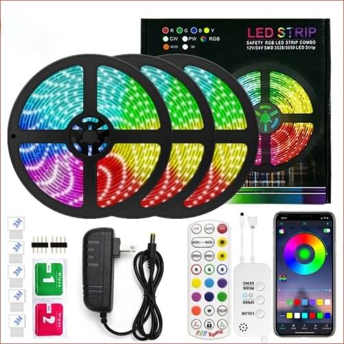 5050 Smart LED Strip IP65 Waterproof Ribbon Light 20M RGB Tape Backlight Music Sync Bluetooth App Remote Control Room Decoration