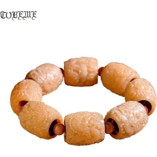 Handcrafted Tibetan Camel Bone Dragon Mala Bracelet Buddhist OM Mantra Prayer Beads Bracelet Tibetan Bone Good Luck Bracelet