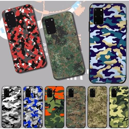 PENGHUWAN Camouflage Pattern Camo Army Cover Black Soft Shell Phone Case for Samsung S20 plus Ultra S6 S7 edge S8 S9 plus S10 5G
