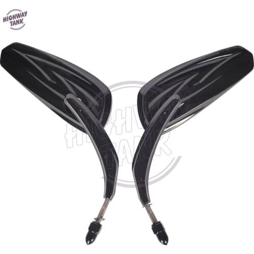 Black Motorcycle Rear View Mirrors 8mm Case for Harley Road King Classic XL1200C XL1200L 883 FLHXS FLHR Fat Boy FLRT