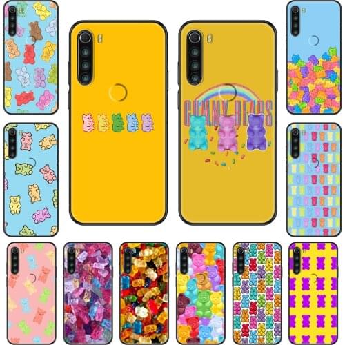 Colorful Cute Gummy Bear Phone case For Xiaomi Redmi Note S2 4 5 6 7 8 A S X Plus Pro black silicone Etui art funda fashion