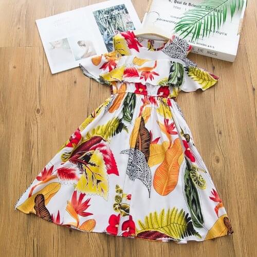 VOGUEON Children Girl Dress Summer Off Shoulder Girls Clothing Bohemia Kids Dresses Teen Clothes Girls Dresses for Beach Holiday