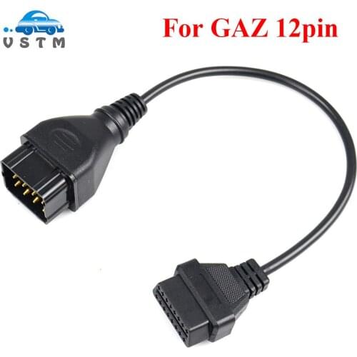 OBD2 Truck Diagnostic Cable For GAZ 12 Pin Diagnostics Cable to OBD 2 16Pin Male Connector can Work with TCS CDP PRO DLC Adapter