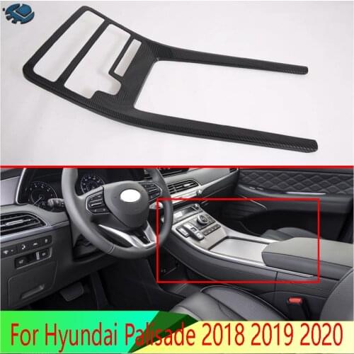 For Hyundai Palisade 2018 2019 2020 Car Accessories Carbon Fiber Style Gear Shift Panel Center Console Cover Trim