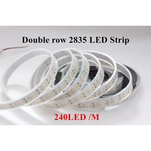 5M Double Row 1200 leds White /Warm white 2835 Led Strip WaterproofIP20 / IP67 240 leds/m more brighter than 3528 strip