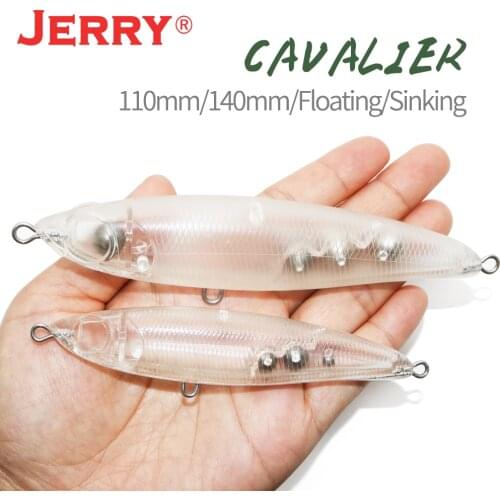 Jerry Cavalier 5 Pcs Unpainted Suspended DIY Plastic Sinking Lures Blank Body Big Game Deep Sea Fishing Pencils
