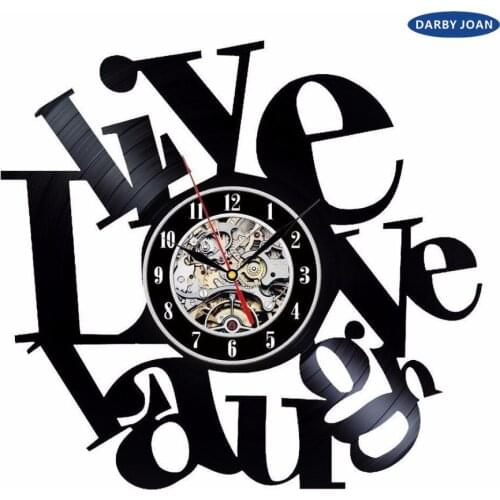 Live Love Laugh_Exclusive wall clock made of vinyl record_GIFT_DECOR ,wall clock saat alarm clock reloj large