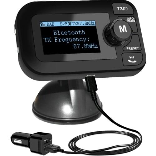 In-Car DAB Digital Radio with FM Transmitter, 2.3" LCD Screen Bluetooth Receiver, Micro SD/TF Card Play, Hands-free Call, Car Ch