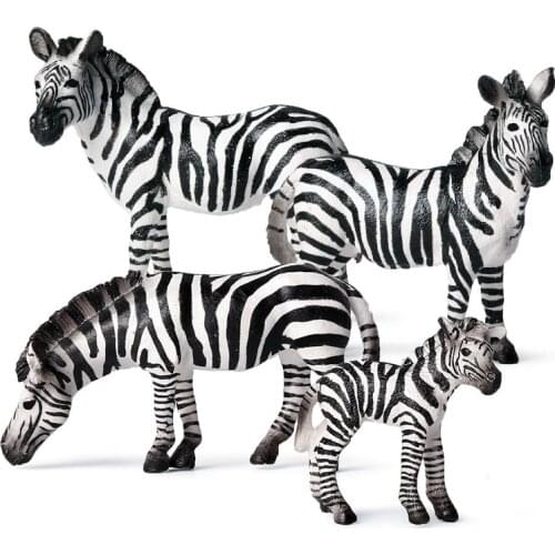 Simulated Mini Wild Zoo Farm Animal Zebra Model Animal Cognitive Toy Figures Decor Kids Collection Science Educational Toys