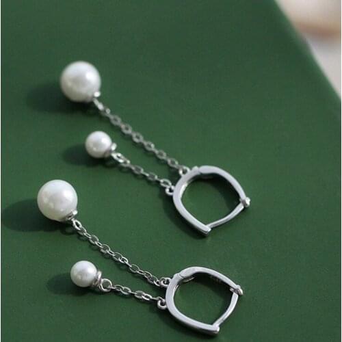 Exquisite 925 Sterling Silver Buckle Circle Earrings Natural Pearl Drop Earrings for Women Elegant Engagement Fashion Jewelry