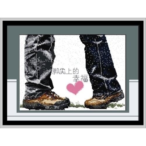 Joy Sunday Happiness On Tiptoe Chinese Cross Stitch Kits Ecological Cotton Stamped Printed 11CT DIY Wedding Decoration For Home