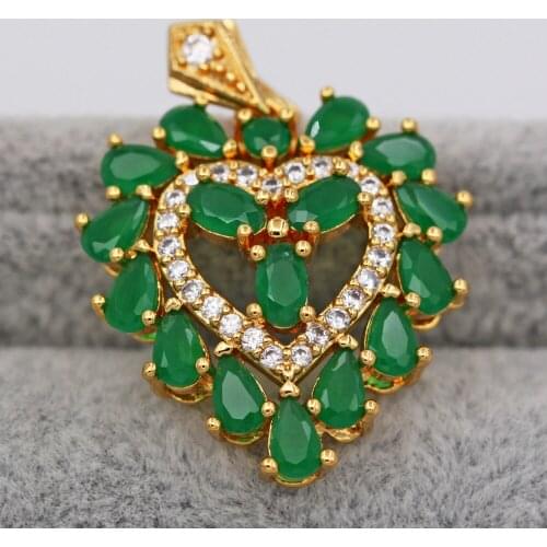 Trendy Pendant for Womens Gold Filled Waterdrop red green Zirconia Heart Pendant Fashion Wedding Jewelry accessories Gift