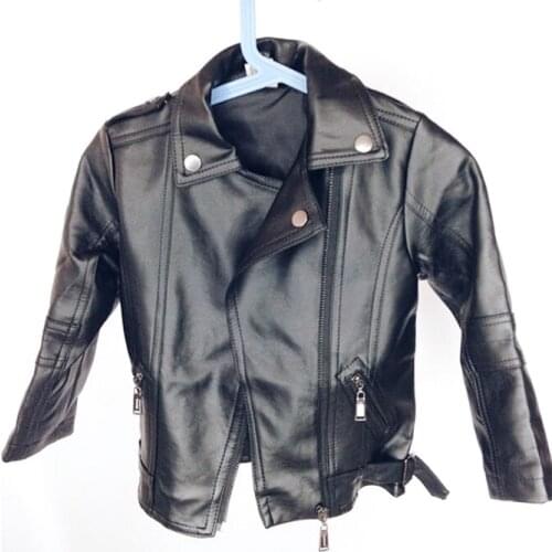 Boys Faux leather jacket 1-7 years old baby childrens clothing boys pu outwear Spring autumn Joker casual motorcycle leather