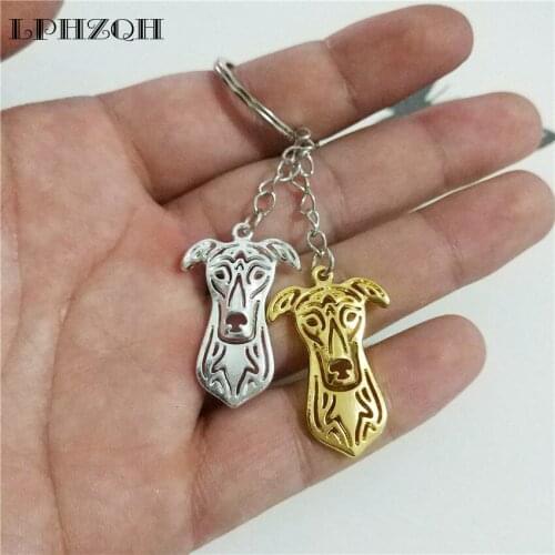 LPHZQH Unique Fashion Key Chain Greyhound Dog Cute Trendy Bag Charm Pendant For Women Men Girls Gift Keyring Jewelry