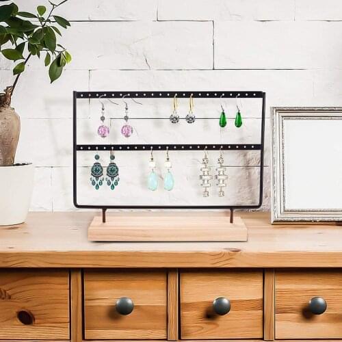 Metal 2-layer Earrings Ear Studs Organizer Jewelry Display Stand Holder Rack