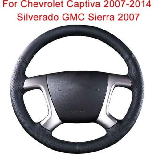 Customized Car Steering Wheel Cover For Chevrolet Captiva 2007-2014 Silverado GMC Sierra 2007 Leather Braid For Steering Wheel