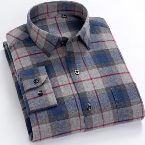 Men Shirts Cotton long Sleeve Autumn Spring Checkered Casual shirts for Male Regular Fit Soft Plaid Mens Tops High Quality 2020