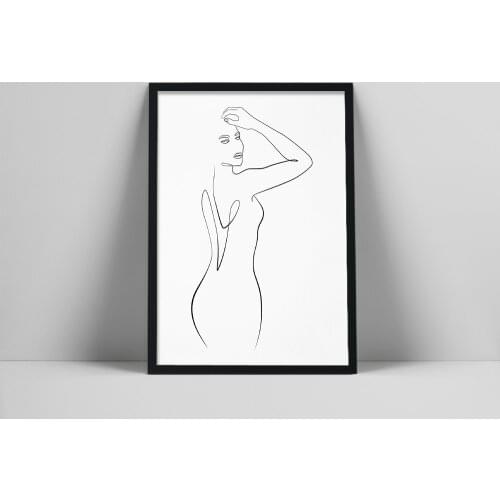Nude woman body printable wall art, One line drawing, abstract feminine line art, Home wall decor, Female body sketch, Blamalis