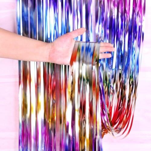 New Arrival 2-3M Party Wedding Backdrop Decoration Rainbow Curtain Backdrop Fringe Tinsel Foil Curtains Birthday Party Decoratio