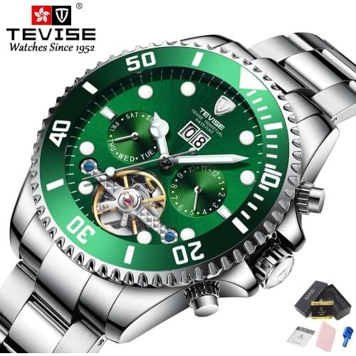 NEW Watch Men TEVISE T823F Mens Watches Top Brand Luxury Date Week Month Automatic Mechanical Watch Tourbillon Male Clock Tool