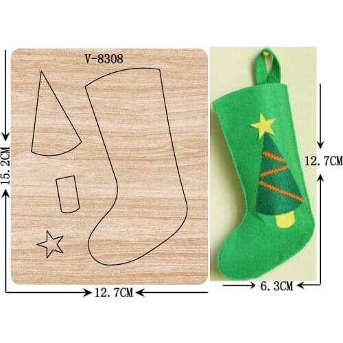 New Christmas socks wooden dies cutting dies for scrapbooking Multiple sizes V-8308