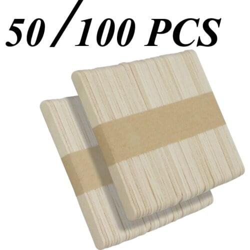 50/100pcs Ice Cream Lolly Cake Tools Ice Cream Popsicle Sticks Natural Wooden Sticks Ice Cream Spoon Hand Crafts Art