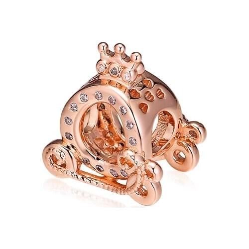Signature Crown carriage Charm Fits For Woman DIY Jewelry Bracelets & Bangle Charms Original Rose Gold Beads