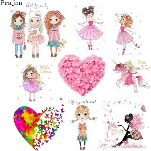 Prajna Fashion Girl Iron On Transfer Cute Ballet Girls Heat Transfers Vinyl Thermal Sticker On Clothes T-shirt Kids Clothing DIY