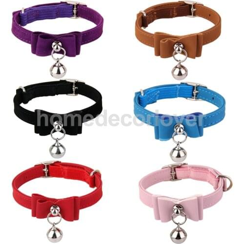 Adjustable Pet Kitten Cat Puppy Safety Collar w/ Bell Cute Buckle Neck Strap