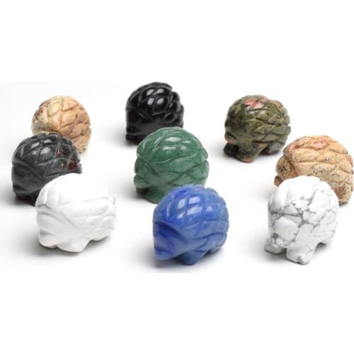 1.5 INCHES Length Small Size Natural Picture Jasper Carved Crystal Reiki Healing Hedgehog Statue