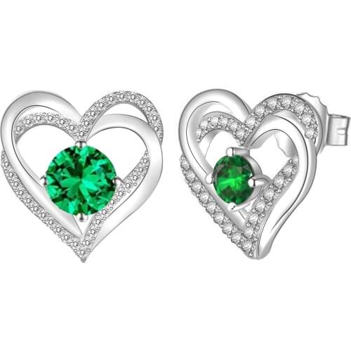 Pave rhinestones Infinity Love Heart-Shaped Earrings Jewelry Gifts for Women Crystal Zircon Birthstone Open Heart Earwire KL30GO