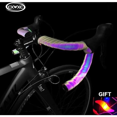 Bicycle Handlebar Tape Light Reflective Bike Bar Tape Road Bike Tape Wrap Pu Leather Cycling Handlebar Tapes Bicycle Accessories