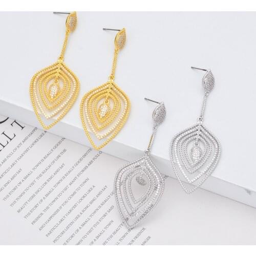 High quality long and miniature inlaid zircon earrings Women/girls fashion jewelry earrings ER-272