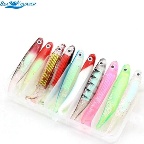 High Quality 10pieces Pesca Soft Fishing Lure Luminous Bait Set 10cm 4.7g Artificial Bait Fishing Tackle and Tackle Box