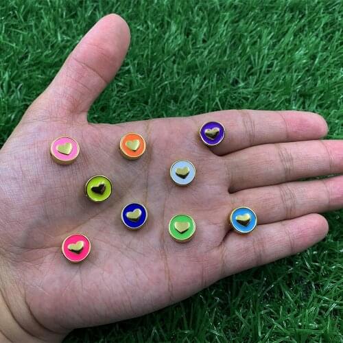 2PCS Candy Summer Macarons Small Heart Shaped Coin Enamel Paint Lucky Color Pendant Small Charm