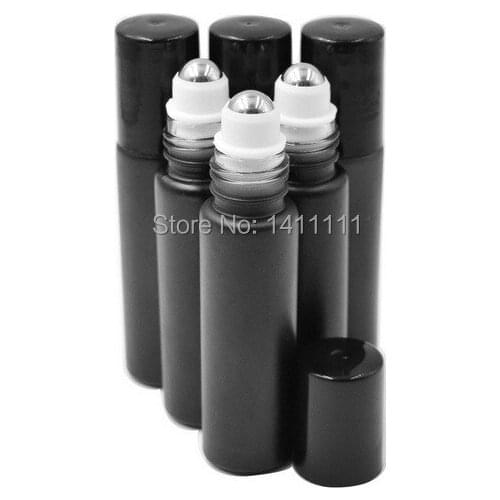 200PCS/LOT 10ml 1/3OZ Black Fragrances ROLL ON GLASS BOTTLE ESSENTIAL OIL BOTTLE Metal Roller Ball BY DHL/EMS Free Shipping